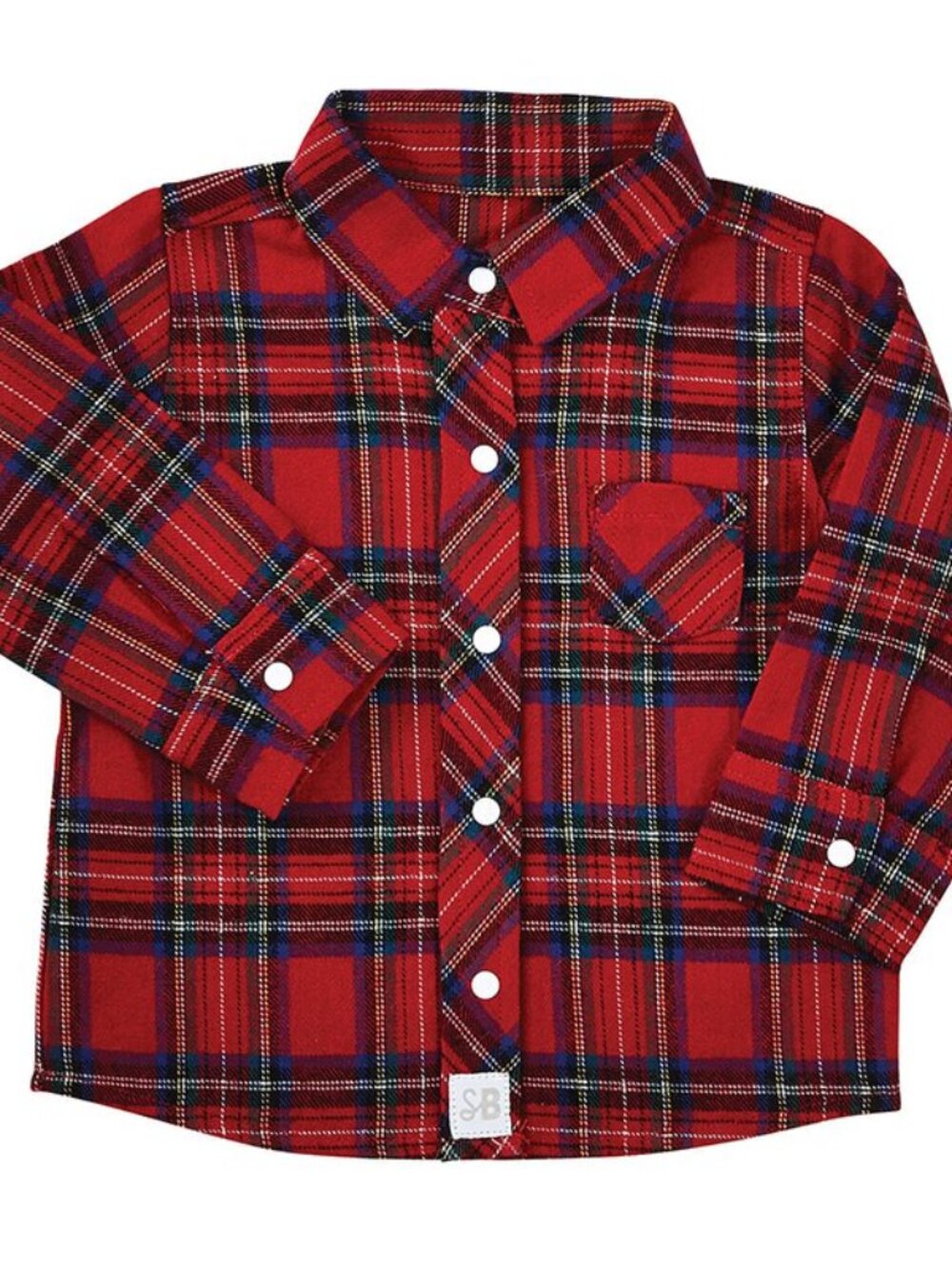 Stephan Baby: Baby Boy LS Red Plaid Flannel Snap Down Shirt Size 6-12 M NEW